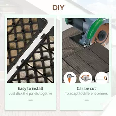 Outsunny 27 Pcs Wooden Interlocking Decking Tiles, Outdoor Flooring Tiles for Patio, Balcony, Terrace, Hot Tub, 30 x 30 cm per Piece, 2.5㎡ per Pack, Charcoal Grey - 6