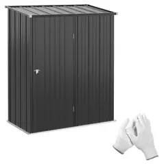 Outsunny 5.3 x 3.1ft Corrugated Steel Garden Shed - Black - 1