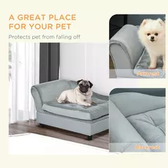 PawHut Pet Sofa Chair, with Storage, Cushion, for Small Dogs, Cats - Light Grey - 7