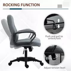 Vinsetto Office Chair, Fabric Desk Chair Mid Back Work Study Chair with Massage Lumbar Support, Adjustable Height and Swivel Wheels, Grey - 8