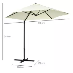 Outsunny 2.5M Garden Cantilever Parasol, Offset Roma Patio Umbrella Hanging Sun Shade Canopy Shelter with 360° Rotation and Cross Base, Beige - 3