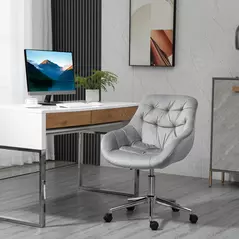 Vinsetto Home Office Chair Velvet Ergonomic Computer Chair Comfy Desk Chair with Adjustable Height, Arm and Back Support, Grey - 2