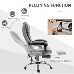 Vinsetto Heated 6 Points Vibration Massage Executive Office Chair Adjustable Swivel Ergonomic High Back Desk Chair Recliner with Footrest Grey - 5