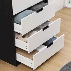 HOMCOM 2 Door Wardrobe, Modern Wardrobe with 3 Drawers and Hanging Rod for Bedroom, Black - 7