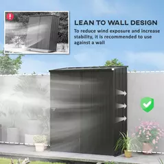 Outsunny 5.3 x 3.1ft Corrugated Steel Garden Shed - Black - 6