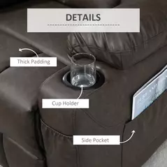 HOMCOM Manual Reclining Chair, Recliner Armchair with Faux Leather, Footrest, Cup Holders, 86x93x102cm, Brown - 6