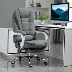 Vinsetto Heated 6 Points Vibration Massage Executive Office Chair Adjustable Swivel Ergonomic High Back Desk Chair Recliner with Footrest Grey - 2