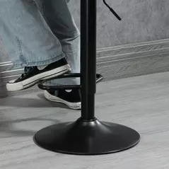 HOMCOM Breakfast Bar Stools Set of 2, 59-80cm Sitting Hight Leather Upholstered Bar Chairs - Brown - 9