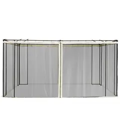 Outsunny 352 x 207cm Universal Replacement Mesh Sidewall Netting for Patio Gazebos and Canopy Tents, (Sidewall Only) Beige - 1