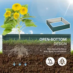 Outsunny Square Raised Garden Bed Box with Weatherized Steel Frame for Vegetables, Flowers, & Herbs, 120 x 120 x 30cm, Green - 6