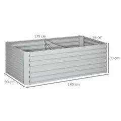 Outsunny Raised Beds for Garden, Galvanised Steel Outdoor Planters with Multi-reinforced Rods, 180 x 90 x 59 cm, Light Grey - 3
