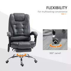 Vinsetto Heated 6 Points Vibration Massage Executive Office Chair Adjustable Swivel Ergonomic High Back Desk Chair Recliner with Footrest Dark Grey - 7