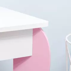 ZONEKIZ Kids Dressing table Set w/ Mirror, Stool, Drawer, Cute Patterns, for Ages 3-6 Years - Pink - 9