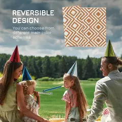 Outsunny Reversible Outdoor Rug, Plastic Straw Mat w/ Carry Bag Ground Stakes for Garden RV Picnic Beach Camping 182x274cm Brown - 6