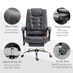 Vinsetto Heated 6 Points Vibration Massage Executive Office Chair Adjustable Swivel Ergonomic High Back Desk Chair Recliner with Footrest Dark Grey - 8