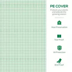 Outsunny Walk in Polytunnel Greenhouse, Green House for Garden with Roll-up Window and Door, 1.8 x 1.8 x 2 m, Green - 4