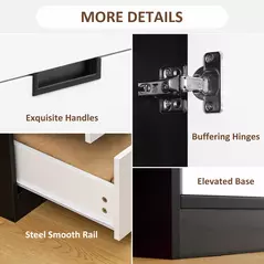 HOMCOM 2 Door Wardrobe, Modern Wardrobe with 3 Drawers and Hanging Rod for Bedroom, Black - 5