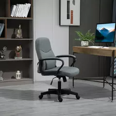 Vinsetto Office Chair, Fabric Desk Chair Mid Back Work Study Chair with Massage Lumbar Support, Adjustable Height and Swivel Wheels, Grey - 2