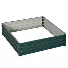 Outsunny Square Raised Garden Bed Box with Weatherized Steel Frame for Vegetables, Flowers, & Herbs, 120 x 120 x 30cm, Green - 1