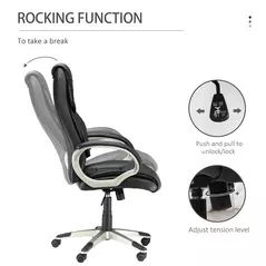 HOMCOM Home Office Chair High Back Computer Desk Chair with Faux Leather Adjustable Height Rocking Function Black - 5