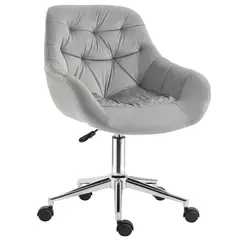 Vinsetto Home Office Chair Velvet Ergonomic Computer Chair Comfy Desk Chair with Adjustable Height, Arm and Back Support, Grey - 1
