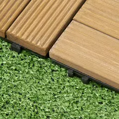 Outsunny 27 Pcs Wooden Interlocking Decking Tiles, Outdoor Flooring Tiles for Patio, Balcony, Terrace, Hot Tub, 30 x 30 cm per Piece, 2.5㎡ per Pack, Brown - 8