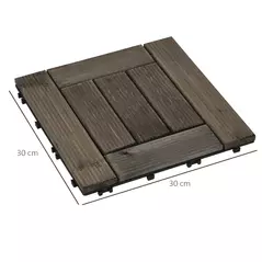 Outsunny 27 Pcs Wooden Interlocking Decking Tiles, 30 x 30 cm Outdoor Flooring Tiles, 2.5㎡ per Pack, for Patio, Balcony, Terrace, Hot Tub, Charcoal Grey - 3