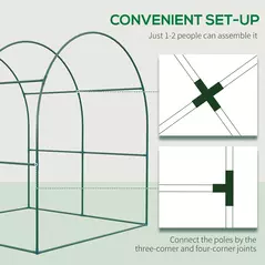 Outsunny Walk in Polytunnel Greenhouse, Green House for Garden with Roll-up Window and Door, 1.8 x 1.8 x 2 m, Green - 7