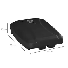 Outsunny Parasol Base, Water and Sand Filled, Up to 75kg, Portable Umbrella Stand Weights for Cantilever Banana Parasol with Wheels, Black - 3