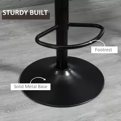 HOMCOM Breakfast Bar Stools Set of 2, 59-80cm Sitting Hight Leather Upholstered Bar Chairs - Brown - 6