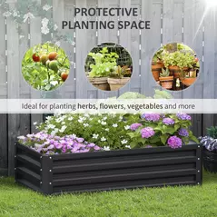 Outsunny Raised Beds for Garden, Galvanized Outdoor Planters, for Herbs and Vegetables, Use for Patio, Backyard, Balcony, Grey - 6