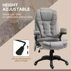 Vinsetto Massage Recliner Chair Heated Office Chair with Six Massage Points Microfiber Cloth 360° Swivel Wheels Grey - 5