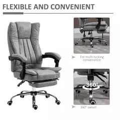 Vinsetto Home Office Chair Microfibre Desk Chair with Reclining Function Armrests Swivel Wheels Footrest Grey - 6