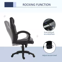 Vinsetto Office Chair Faux Leather Swivel Computer Desk Chair for Home Office with Wheels Armrests Black - 5