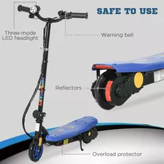 HOMCOM Foldable Electric Scooter, with LED Headlights, for Ages 7-14 Years, Blue - 7