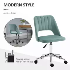 Vinsetto Mid Back Office Chair Velvet Fabric Swivel Scallop Shape Computer Desk Chair for Home Study Bedroom Green - 5