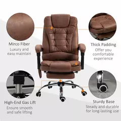 Vinsetto Heated 6 Points Vibration Massage Executive Office Chair Adjustable Swivel Ergonomic High Back Desk Chair Recliner with Footrest Brown - 8