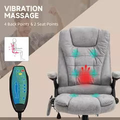Vinsetto Massage Recliner Chair Heated Office Chair with Six Massage Points Microfiber Cloth 360° Swivel Wheels Grey - 4