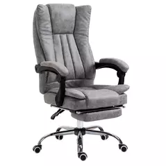 Vinsetto Home Office Chair Microfibre Desk Chair with Reclining Function Armrests Swivel Wheels Footrest Grey - 1