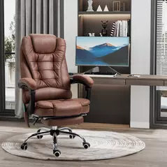 Vinsetto Heated 6 Points Vibration Massage Executive Office Chair Adjustable Swivel Ergonomic High Back Desk Chair Recliner with Footrest Brown - 2