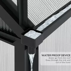 Outsunny 6 x 10ft Polycarbonate Greenhouse, Large Walk-In Green House with Slide Door and Window, Garden Plants Grow House with Aluminium Frame and Foundation, Grey - 7