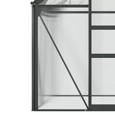 Outsunny 6 x 6ft Polycarbonate Greenhouse, Large Walk-In Green House with Slide Door and Window, Garden Plants Grow House with Aluminium Frame and Foundation, Grey - 9