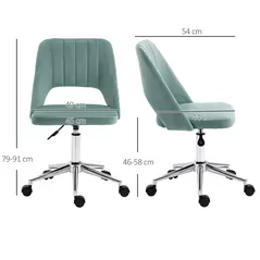 Vinsetto Mid Back Office Chair Velvet Fabric Swivel Scallop Shape Computer Desk Chair for Home Study Bedroom Green - 3