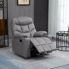 HOMCOM Thick Padded Faux Leather Recliner Armchair - Light Grey - 2