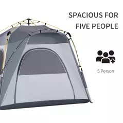 Outsunny 4 Person Automatic Camping Tent, Outdoor Pop Up Tent, Portable Backpacking Dome Shelter, Light Grey - 4