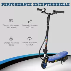 HOMCOM Foldable Electric Scooter, with LED Headlights, for Ages 7-14 Years, Blue - 4
