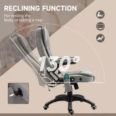 Vinsetto Massage Recliner Chair Heated Office Chair with Six Massage Points Microfiber Cloth 360° Swivel Wheels Grey - 7