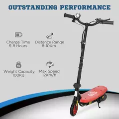 HOMCOM Foldable Electric Scooter, with LED Headlights, for Ages 7-14 Years, Red - 4