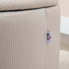 HOMCOM Set of 2 Round Ottoman with Storage, Fabric Vanity Stool for Makeup, Footrest Stool with Removable Lid for Living Room & Bedroom, Cream White - 8