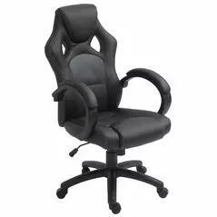 Vinsetto Office Chair Faux Leather Swivel Computer Desk Chair for Home Office with Wheels Armrests Black - 1